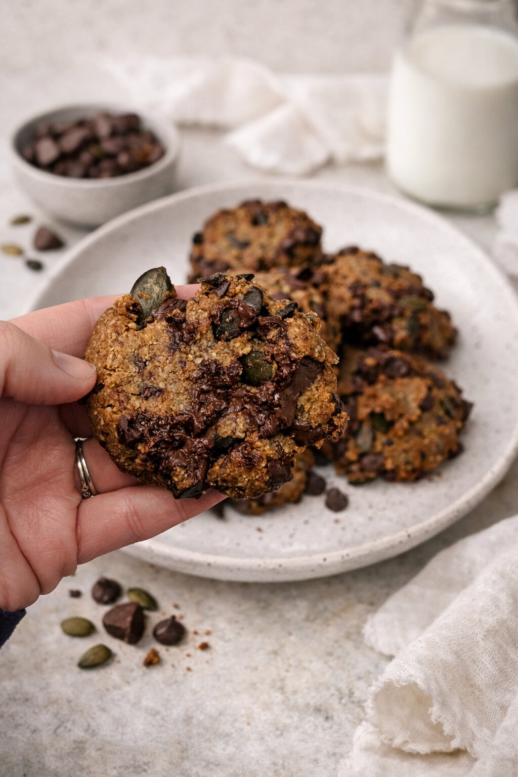 Chocolate & Pumpkin Seed Cookies (Vegan)